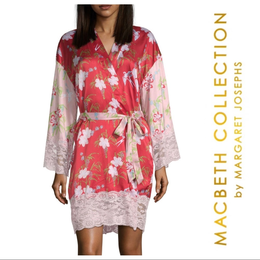 Macbeth Collection Women's Lace Trim Robe k23